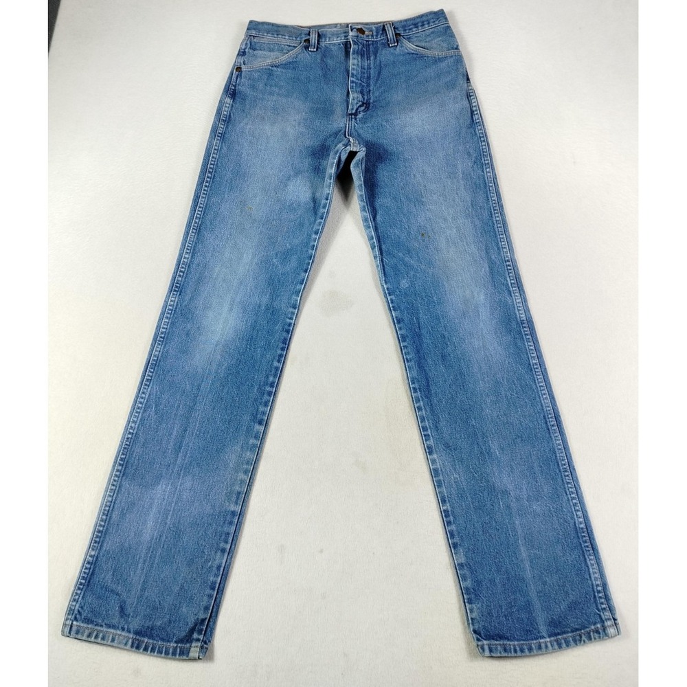 Vintage Wrangler Jeans Mens 33x32 Light Wash Blue‎ Straight Leg Western Cowboy